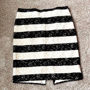The Limited Black and Cream Lace Midi Skirt Size 14
